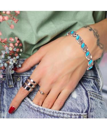 EnerCoppeX Copper Magnetic Bracelet for Women - Turquoise Jewelry with 3500 Gauss Magnet (COB-0175) - Buy Online on SooperMarket.com