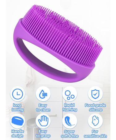 HEETA Hand-Held Body Shower Brush 2-Pack - Soft Silicone Body Scrubber for Gentle Exfoliation - Bath Brush for Men, Women, Kids - Suitable for All Skin Types - Black & Purple (Set of 2) - Buy Online on SooperMarket.com