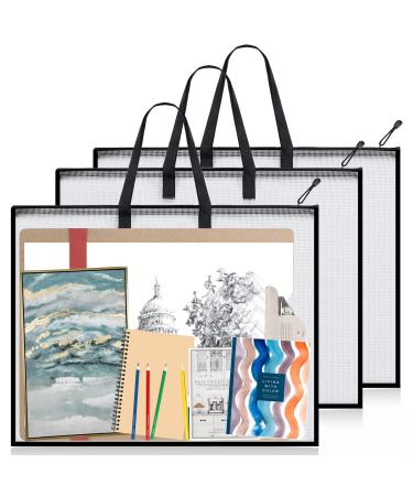 VikYel Art Portfolio Bag 19 x 25 Inch, Poster Storage Bag with Zipper and Handle for Artworks, Bulletin Boards, Painting, Charts and Teaching Material (3 Pcs) 3 Pack