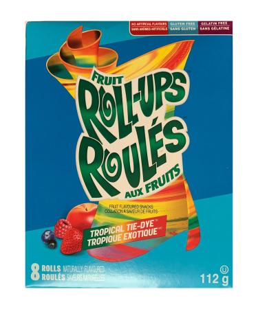 Fruit Roll Ups Fruit Flavored Snacks - Tropical Tie Die - Pack of 8 (112g) - Import
