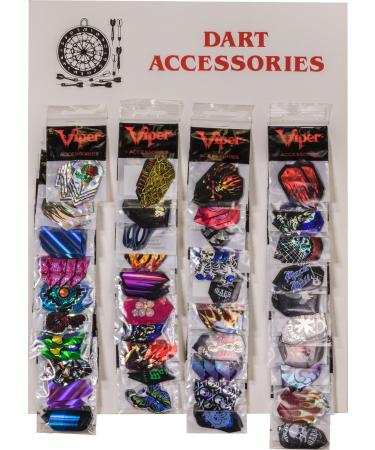 Viper Assorted 2D Glitter Dart Flights on Display Card: 40 Sets of Mixed (Standard and Slim) Flights, 120 Pieces