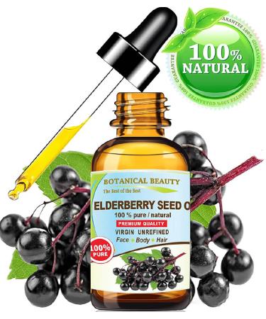 Shop 100% Pure Belgian Elderberry Seed Oil - Cold Pressed for Face Skin Hair & Nails | Botanical Beauty 15ml - Buy Online on SooperMarket.com