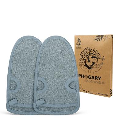 2 pcs Exfoliating Gloves for Bath Shower - Body Exfoliating Scrub Gloves Mitts Exfoliate Arms Legs Face Dead Skin Peeling Grey