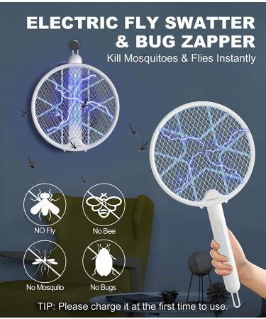 Portable 2-in-1 Electric Fly Swatter and Mosquito Zapper with Powerful Lamp - Travel and Home Bug Killer with Electric Shock Protection - 1 Pack - Buy Online on SooperMarket.com