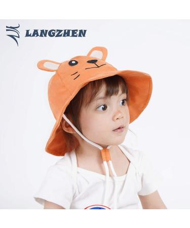 LANGZHEN Sun Protection Beach Hat for Baby Girls - Orange Tiger, 6-12 Months - Buy Online on SooperMarket.com