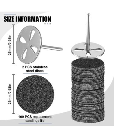 Set of 102 Stainless Steel 25mm Sanding Paper Discs - 80 Grit | Nail Drill Bits Replacement Pads for Electric Foot Rasp Files - Buy Online on SooperMarket.com