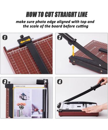 TAINSE Paper Cutter  Paper Trimmer 12 Cutting Length with Safety Blade Lock  10 Sheets Capacity  Heavy Duty Wooden Base  Paper Slicer Cutter for Home  Office - Wood - Buy Online on SooperMarket.com