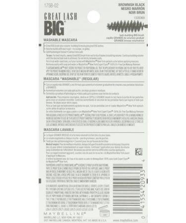Maybelline New York Great Lash BIG Washable Mascara - Brownish Black Volumizing Mascara 0.34 fl oz - Buy Online on SooperMarket.com