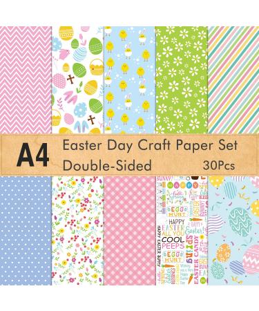 FEPITO 30 Sheets Easter Day Pattern Paper Set A4 Size Decorative Paper for Card Making Scrapbook Decoration  Double Side 10 Patterns A4-30PCS