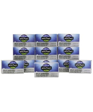 Wild Planet Wild Sardines in Extra Virgin Olive Oil with Sea Salt, Skinless & Boneless, Keto and Paleo, 4.25 Ounce (Pack of 12) Extra Virgin Olive Oil 4.25 Ounce (Pack of 12)