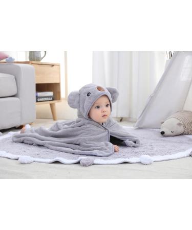 Hilmocho Baby Bath Towel with Hood | Ultra Soft Coral Velvet | 110x68CM Grey - Buy Online on SooperMarket.com