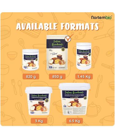 Nortembio Ecological Soda Powder 2x850g - Food-Quality Sodium Bicarbonate Aluminum-Free Baking Powder for Cooking & Natural Backsoda with E-Book - Buy Online on SooperMarket.com