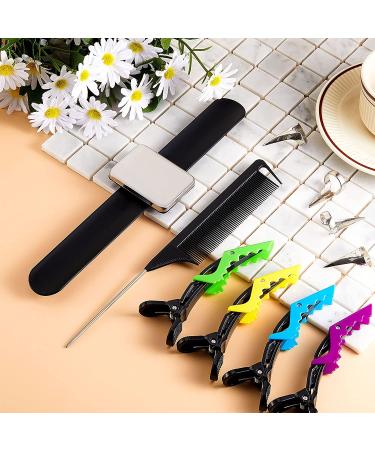 8 Pieces Hair Parting Ring, Styling Clips, Rat Tail Braiding Combs, Magnetic Pin Holder Wristband - Black - Buy Online on SooperMarket.com