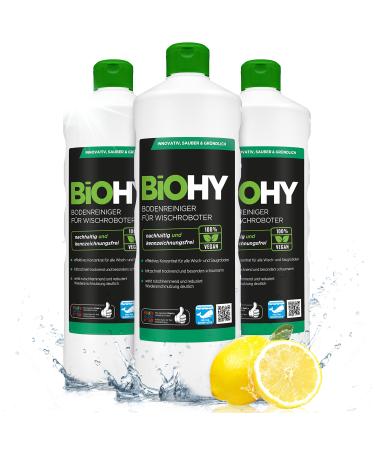 Biohy floor cleaner (3 x 1 liter) |Concentrate for all cleaning devices and all hard floors |Pleasant smell and streak -free cleaning |Ideal for laminate PVC & Stein |Organic concentrate 1 l (3 -pack)