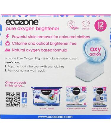 Ecozone Pure Oxygen Stain Removal and Brightener for Colours Chlorine Free 12 Tablets - Buy Online on SooperMarket.com