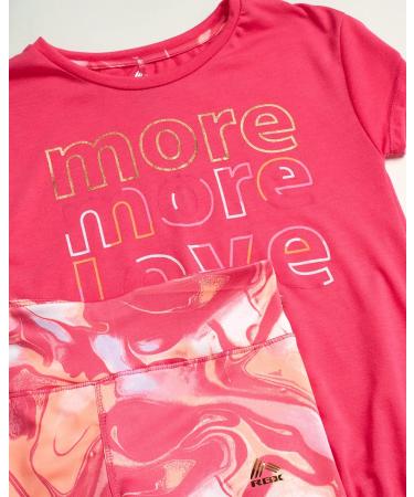 RBX Girls Active Leggings Set - 2 Piece T-Shirt & Capri Leggings (Size 4-12) | Berry Love 5-6 - Buy Online on SooperMarket.com