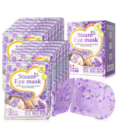 12 Packs Steam Eye Masks for Dry Eyes Lavender Heated Eye Mask Disposable Warm Compress for Eyes Eye Compress Moist Heat Relieve Eye Fatigue for Dark Circles Puffy Eyes