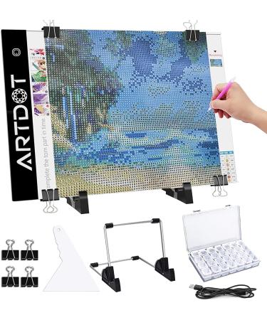 ARTDOT A4 LED Light Board for Diamond Painting Kits  USB Powered Light Pad  Adjustable Brightness with Detachable Stand and Clips A4 Light Pad