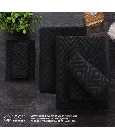 Premium Quality Black Washcloths Set - 4 Pack 13x13 - Soft, Absorbent & Quick Dry Towels for Bathroom, Hotel, Spa, Gym - Microfiber Multipurpose Washcloths - Buy Online on SooperMarket.com