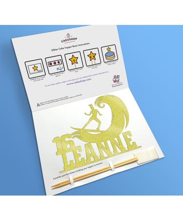 Cakeshop Cake Decoration Pack | Surfer Surfing Theme Premium Double Sided Glitter Card Cake Topper & 25g Party Pack of Cake Sugar Sprinkles | Custom Name & Age Cake Decorations (Champagne) Non-Prime Glitter Card: Champagne - Buy Online on SooperMarket.com