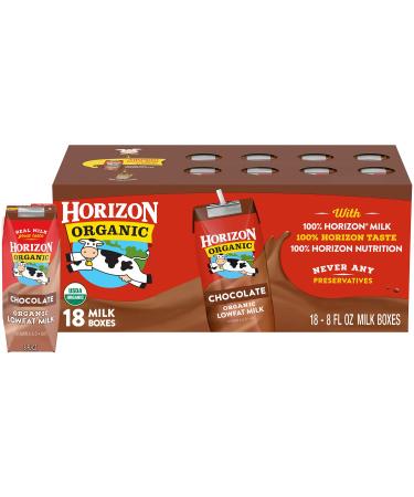 Horizon Organic Shelf-Stable 1% Low Fat Milk Boxes, Chocolate, 8 oz., 18 Pack Milk Chocolate 8 Fl Oz (Pack of 18)