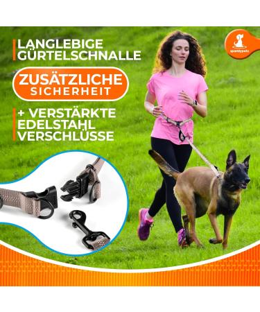 2-in-1 Jogging Line & Dog Leash for Large/Medium Dogs | Double Handle Belly Belt Leash - Perfect for Walking Jogging & Hiking - Army Green - Buy Online on SooperMarket.com