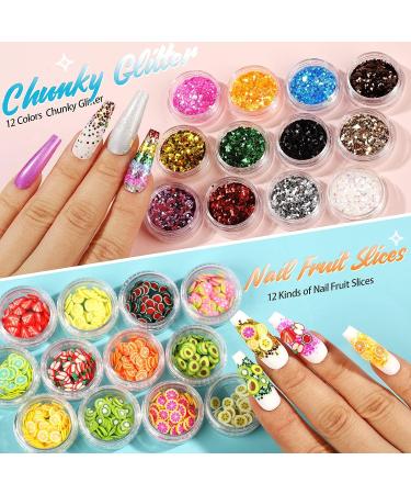 Nail Art Designs: Foil Stickers, Gems, Rhinestones, Fruit Slices, Glitter, Sequins & Holographic Decor Set B - Buy Online on SooperMarket.com