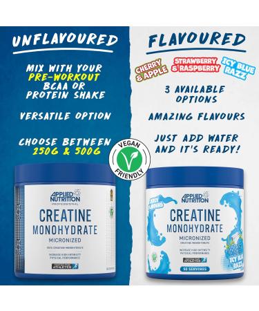 Applied Nutrition Creatine Monohydrate Powder - 250g (50 Servings), Boosts High-Intensity Performance, Unflavoured - Buy Online on SooperMarket.com
