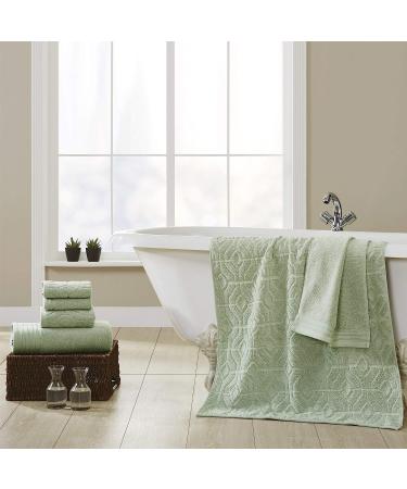 Amrapur Overseas 6-Piece Yarn Dyed Diamond Gate Jacquard Towel Set in Seafoam - Standard Size - Buy Online on SooperMarket.com