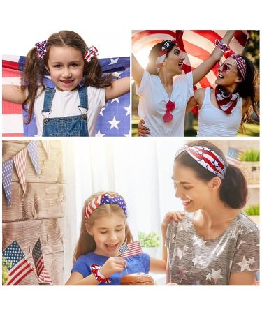 Patriotic American Flag Headband Set | 4th of July Hair Accessories Kit with Scrunchies - Buy Online on SooperMarket.com