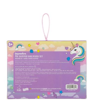 Expressions 7pc Unicorn Shimmer Nail Polish Set for Girls - Safe & Non-Toxic Manicure & Pedicure Kit - Quick Dry, Glitter Cap, Assorted Vibrant Shades - Buy Online on SooperMarket.com