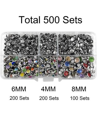 500 Sets Mixed Colors CZ Crystal Rhinestone Studs for Leather Craft DIY - Silver Color Rapid Rivets Spots (Mixed Size) - Buy Online on SooperMarket.com