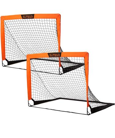 EliteGo Soccer Goals Kids Soccer Net for Backyard 4' x 3', Sets of 2 (Orange)