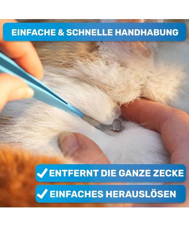 Bluepet 2-in-1 Tick Tweezers for Dogs Cats Horses & Humans - Stainless Steel Tick Remover with Case | Best Alternative to Tick Pliers & Agents - Buy Online on SooperMarket.com