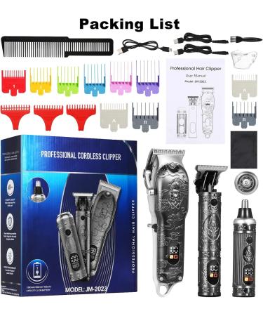 Bestauty Professional Barber Clippers Set - Cordless Beard & Nose Hair Trimmer Waterproof & Rechargeable Ideal for Haircut & Shaving (Silver - Buy Online on SooperMarket.com