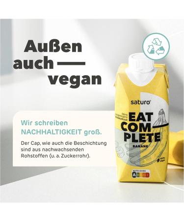 Buy Saturo Vegan Meal Drink Banana - 330ml (8 Pack) | High Protein Astronaut Food | 330Kcal Nutrient-Rich Meal Replacement - Buy Online on SooperMarket.com