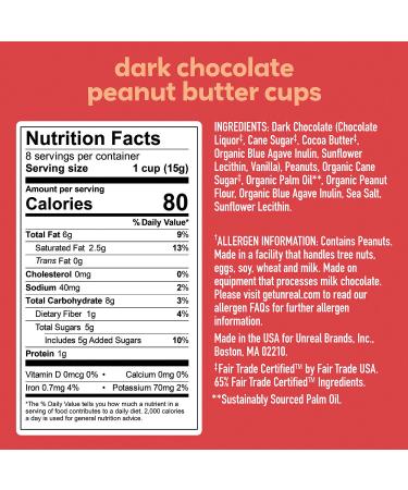 Unreal Dark Chocolate Peanut Butter Cups - 4.2 oz | Delicious & Guilt-Free Treat - Buy Online on SooperMarket.com