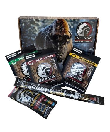 Indiana Chicken Jerky gift box high protein dry meat without added sugar gluten-free 10 pack (10 x 25g) chicken Original 40 g (10 Pack)
