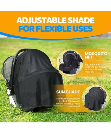 Buy Orzbow 2-in-1 Insect & Sun Protection for Baby Seats | Breathable UPF 50+ Sun Sail & Universal Mosquito Net for Maxi-Cosi Cybex Joie Black Deluxe - Buy Online on SooperMarket.com
