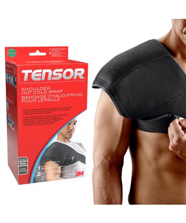 Tensor Shoulder Hot Cold Wrap 208612-CA Adjustable 1 Wrap 2 Gel Packs Black Compress + Wrap