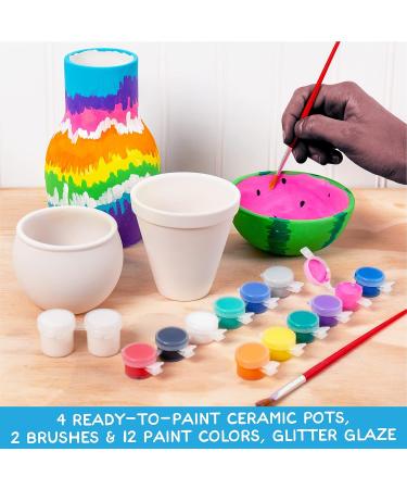Paint Your Own Ceramic Pottery Kit for Kids | Fun Staycation Activity | Flower Pot, Vase & Bowl | Ages 6-9 - Buy Online on SooperMarket.com
