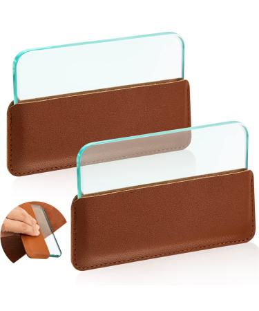 2 Sets Leathercraft Glass Slicker Glass Slicker for Burnishing Leather Burnisher Leather Burnishing Tool with Faux Leather Handle for Burnishing Leather Glass Block Leather Smoothing Techniques
