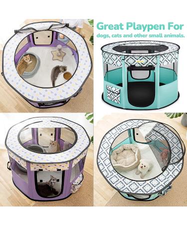 Portable Pet Playpen for Indoor Outdoor Travel | Foldable Exercise Kennel Tent for Dogs, Cats, Rabbits | Large Size with Free Carrying Case | Green - Buy Online on SooperMarket.com