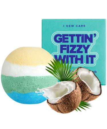 I Dew Care Bubble Bath Bomb - Gettin' Fizzy with It | Natural Coconut Milk Jojoba Oil Non-irritating Gift Idea 1 Count