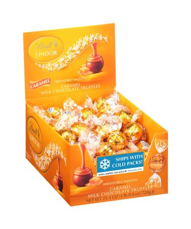 Lindt LINDOR Caramel Milk Chocolate Truffles, Milk Chocolate Candy with Smooth, Melting Truffle Center, Great for gift giving, 25.4 oz., 60 Count Caramel 1.6 Pound (Pack of 1)