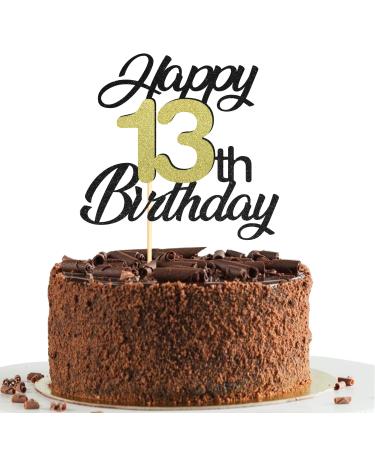 Sumerk 13 cake attachments for the 13th birthday cake attachments birthday party decoration accessories gold and black 1 pack of cake lid on his 13th birthday