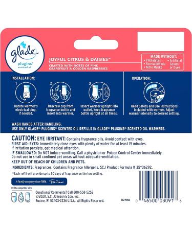 Glade PlugIns Refills Air Freshener 5-Pack - Joyful Citrus & Daisies Scented Essential Oils 3.35 Fl Oz - Buy Online on SooperMarket.com