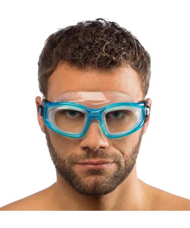 Cressi Galileo Adult Swim Goggles | Tempered Glass Lenses | No Distortion | Made in Italy | Clear/Aquamarine - Buy Online on SooperMarket.com