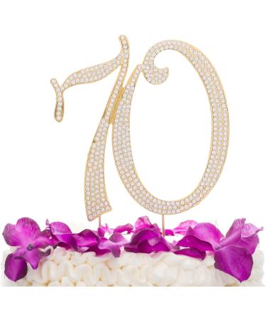 70 Cake Topper for 70th Birthday or Anniversary Gold Crystal Rhinestone Decoration (Gold) - Buy Online on SooperMarket.com
