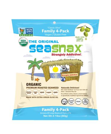 SeaSnax Organic Olive Oil Roasted Seaweed Nori Sheets, Original, 2.16 Ounce (20 Large Sheets)